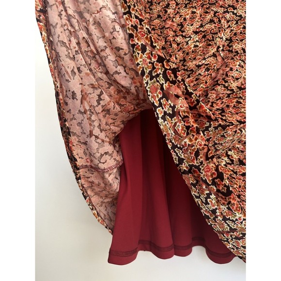 ModCloth Present the Event Burnout Velvet Fit Flare Dress 2X Brown Red Floral - Picture 5 of 13